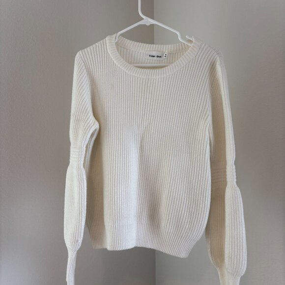 Line & Dot Ivory Puff Sleeve Sweater [M] - Picture 3 of 6